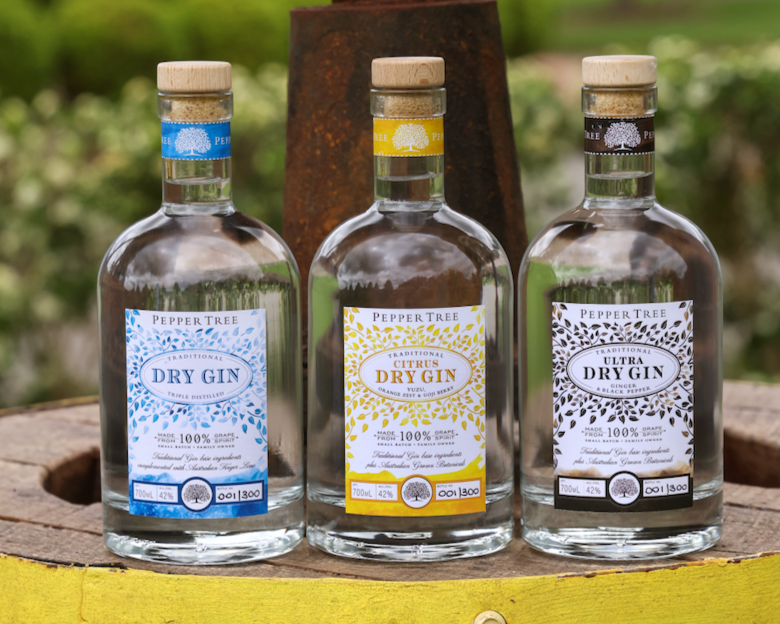 Pepper Tree Dry Gin, Citrus Gin & Ultra Dry Gin